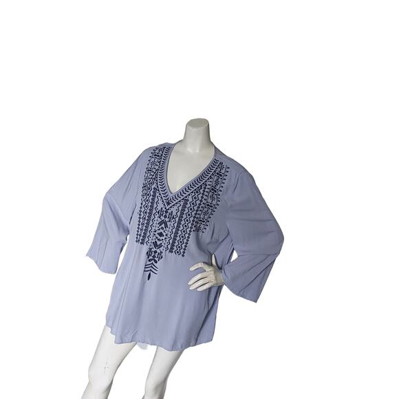 J.Jill Embroidered Bell Sleeve Viscose Top - Picture 4 of 4